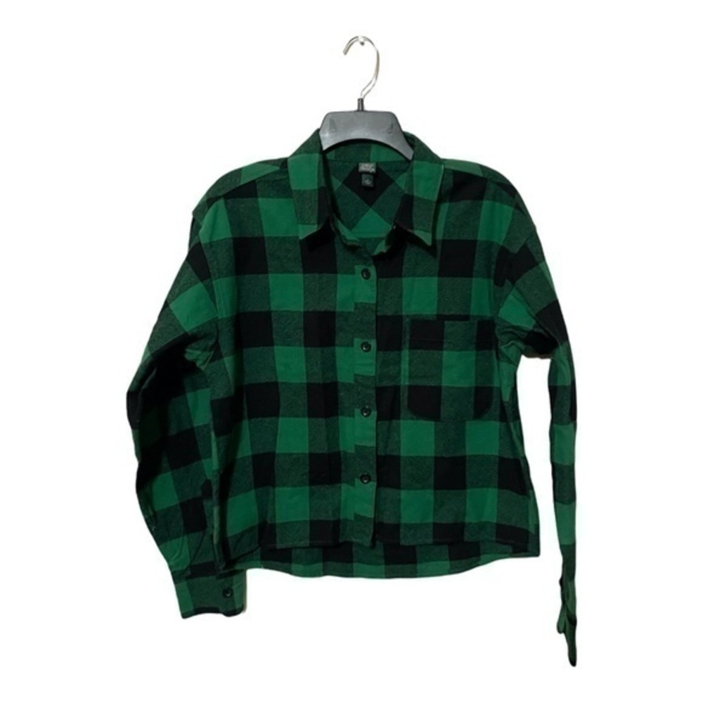 Wild Fable Green Plaid Long Sleeve Button Up Shirt Size S